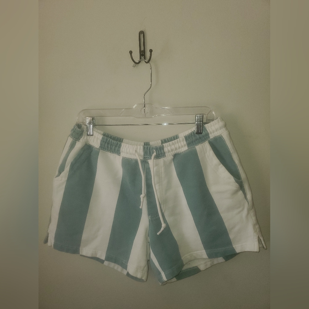 Urban Outfitters Green & White Striped Drawstring Athletic Shorts